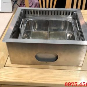 Khung bếp lẩu 4 ngăn âm bàn mặt bằng có hút mùi khói giá rẻ tại Hà Nội