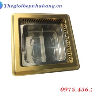 Giá bếp lẩu haidilao hồng kong 2 ngăn âm bàn màu vàng tại hồ chí minh