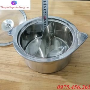 Chiều cao nồi lẩu mini cô đơn 2 ngăn có nắp đậy cho 1 người ăn