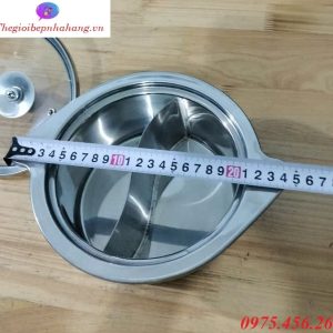 Kích thước mặt nồi lẩu cô đơn 2 ngăn dùng cho 1 người ăn có nắp đậy