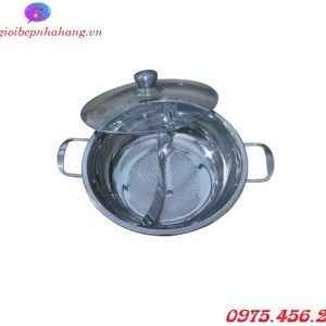 Nồi xoong nấu lẩu inox 2 ngăn có nắp đậy giá rẻ Hà Nội