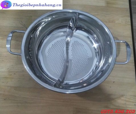 Phân phối xoong lẩu inox 2 ngăn, nồi ăn lẩu inox giá rẻ Hải Phòng