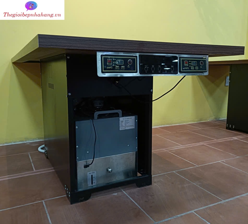 Máy lọc khử khói mùi tự tiêu bằng nước cho bếp lẩu 2 trong 1 âm bàn nhà hàng