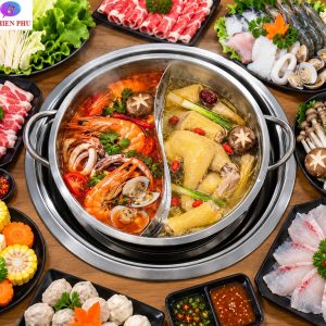 Bếp lẩu 2 ngăn âm bàn tròn cho nhà hàng tại Hải Phòng