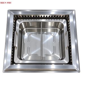 Bếp lẩu 2 ngăn âm bàn vuông 2000w cho nhà hàng tại Hà Nội