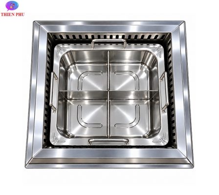 Bếp lẩu 4 ngăn âm bàn vuông mặt vát 3000w tại Hồ Chí Minh