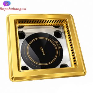 Khung đỡ bếp lẩu vuông 4 ngăn có hút mùi màu vàng giá rẻ